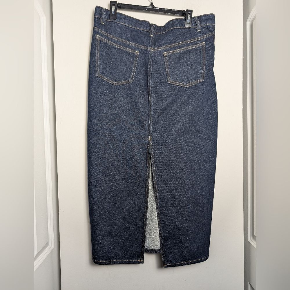 Zara Dark Blue Denim Midi Skirt - Picture 3 of 7